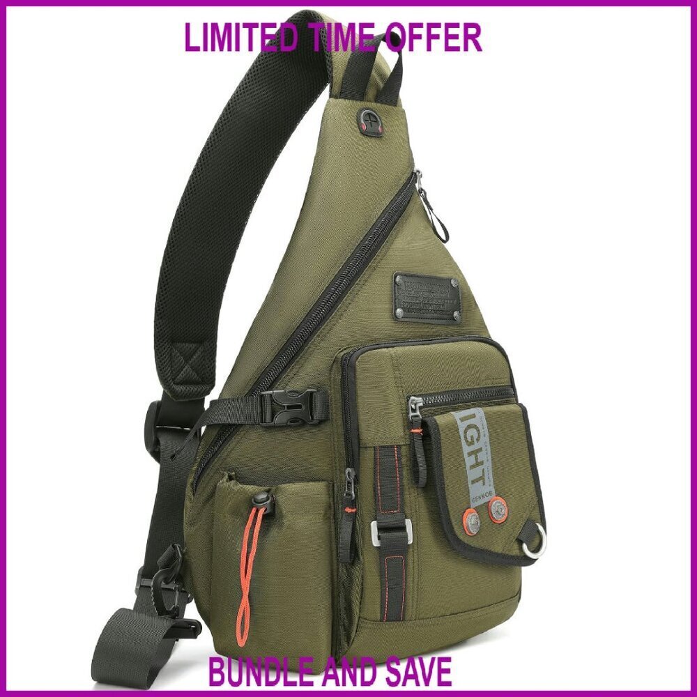 Water-Resistant Sling Backpack Fits 14" Laptop Crossbody Travel Bag